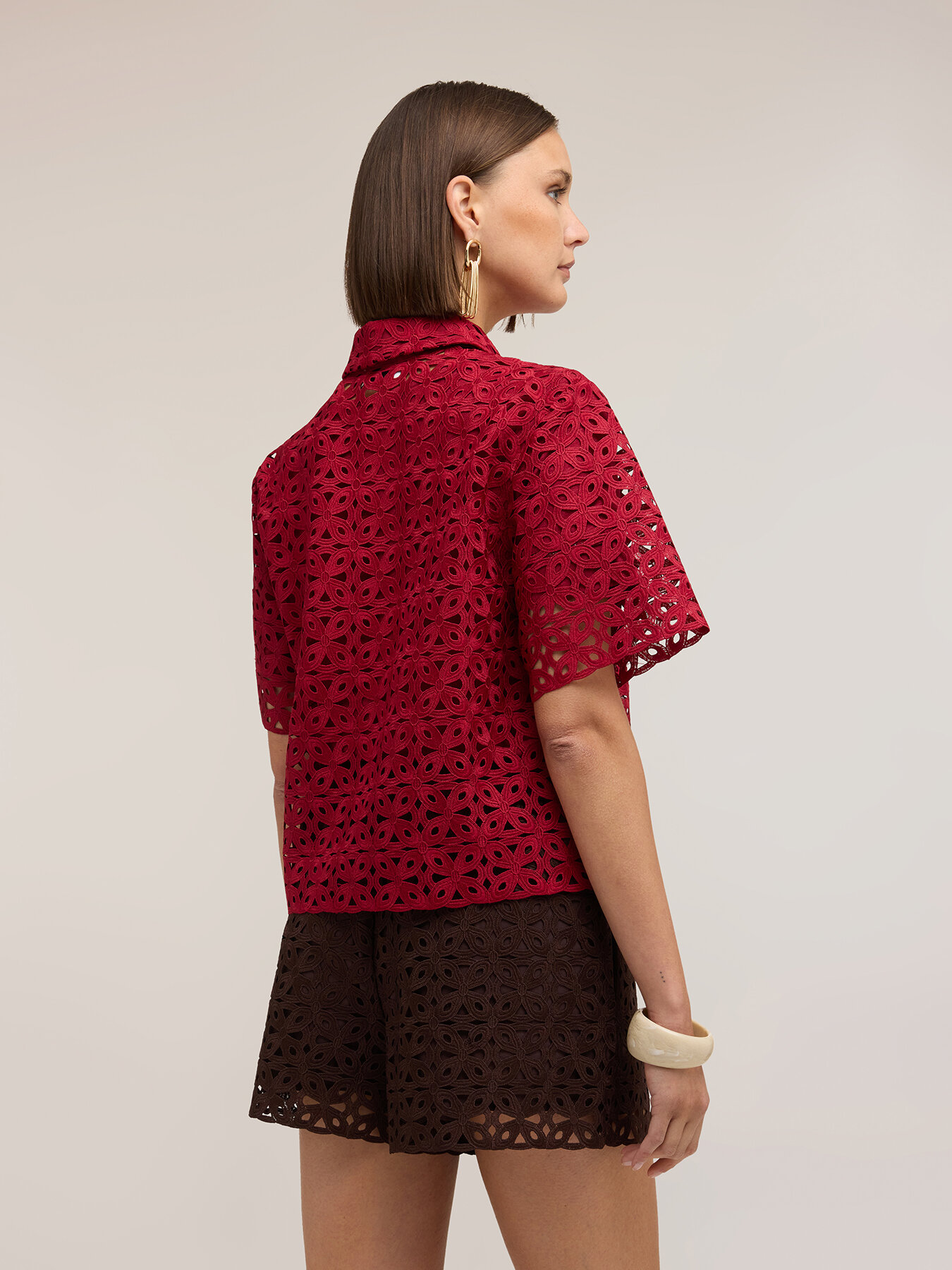 Camicia boxy in pizzo macram&eacute; image number 1