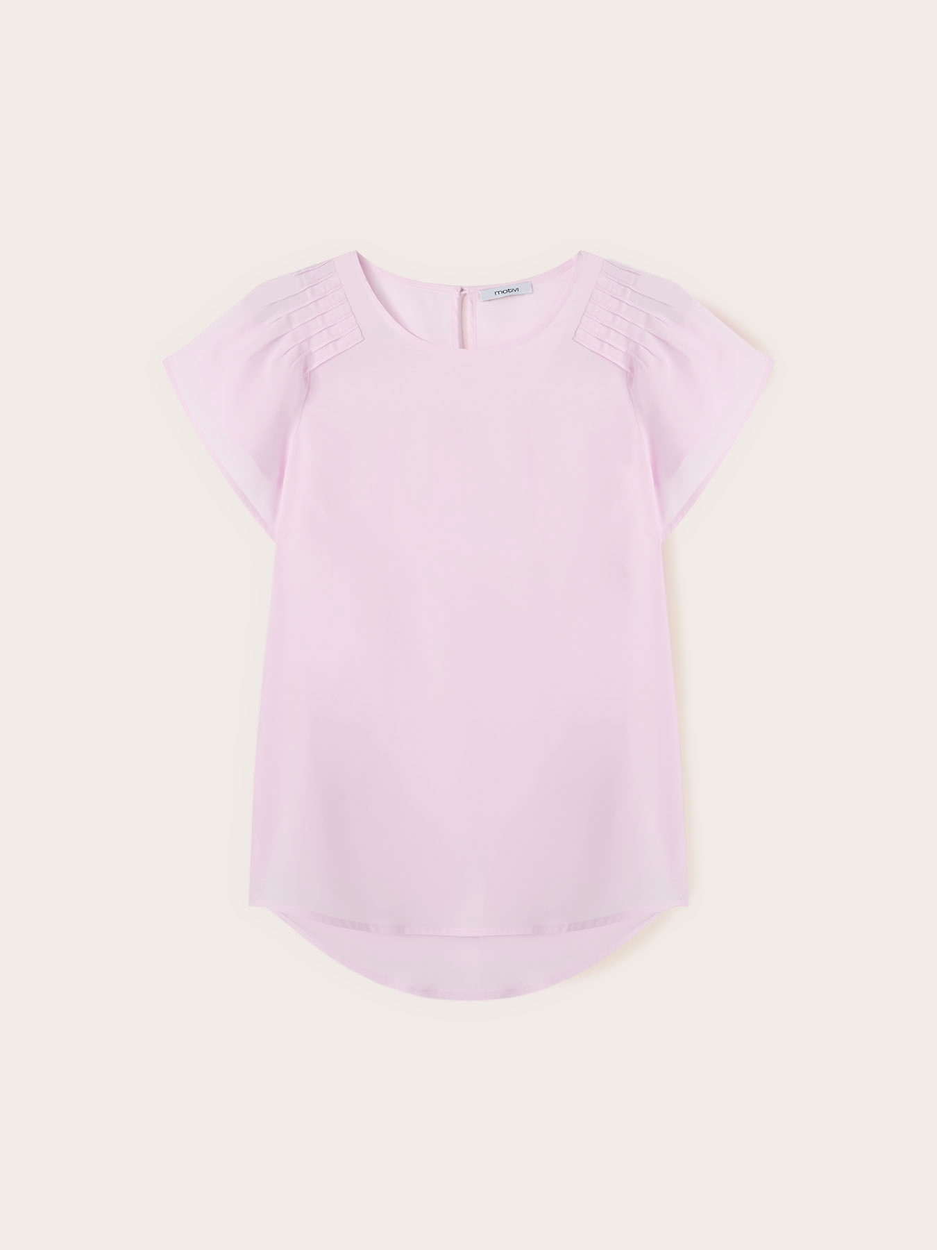 Blusa in cr&ecirc;pe de chine con pieghe image number 4