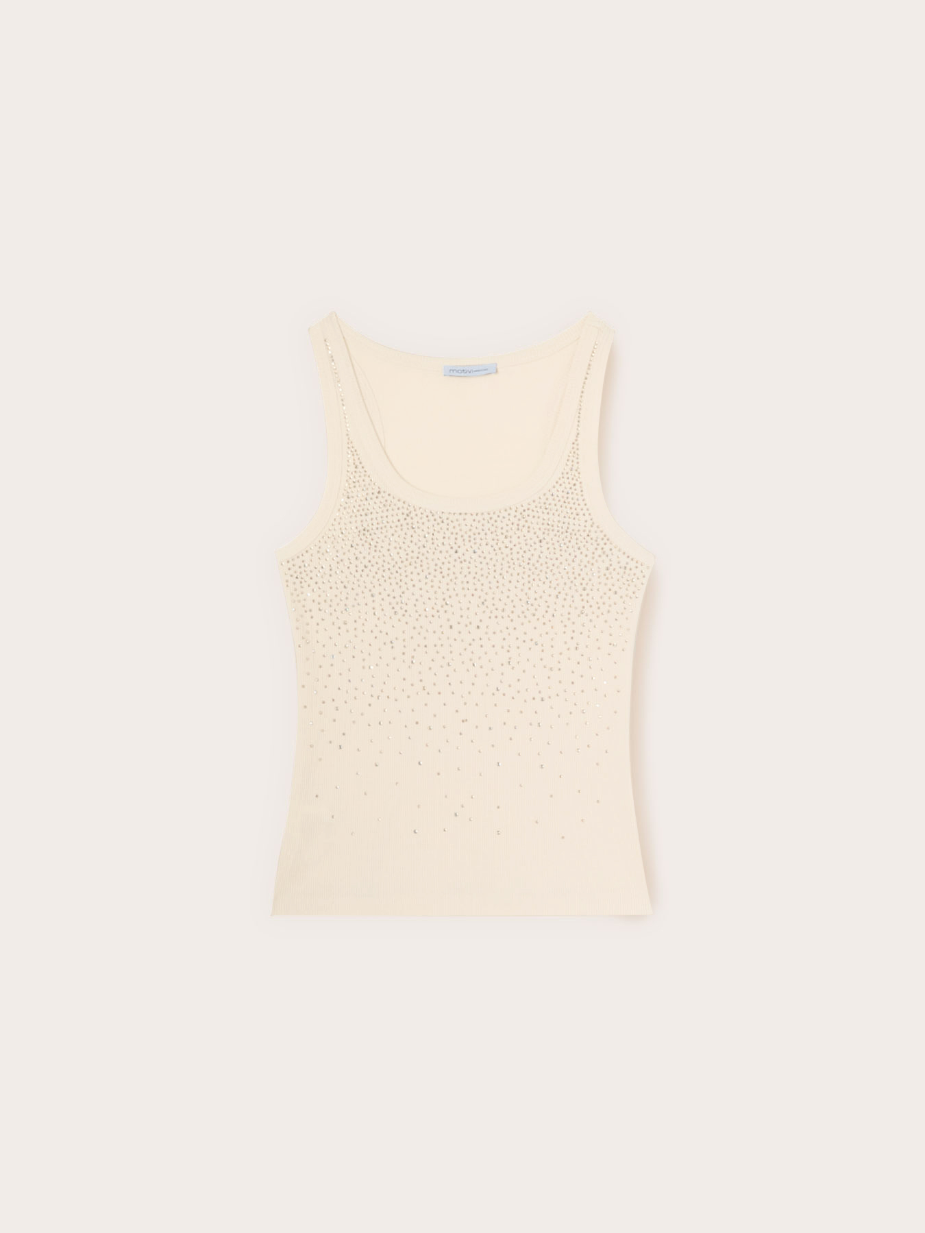 Top in jersey a coste con strass image number 4