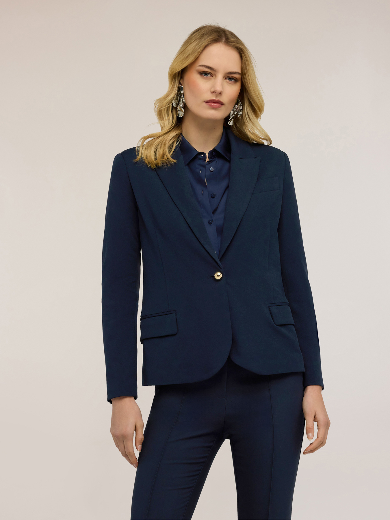 Blazer monopetto con fodera interna a righe image number 0