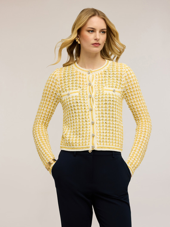 Cardigan in maglia traforata