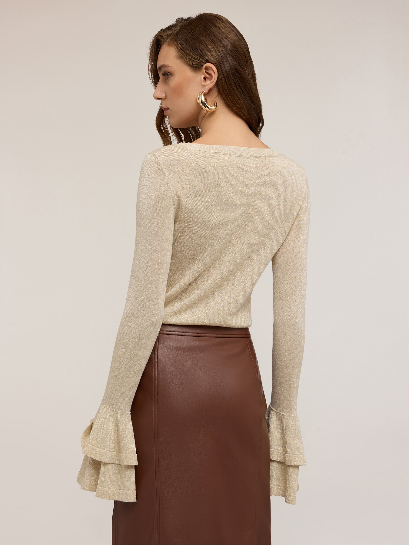 Maglia lurex con maniche a volants image number 1
