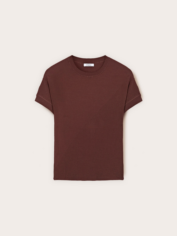 Maglia a coste con manica a kimono