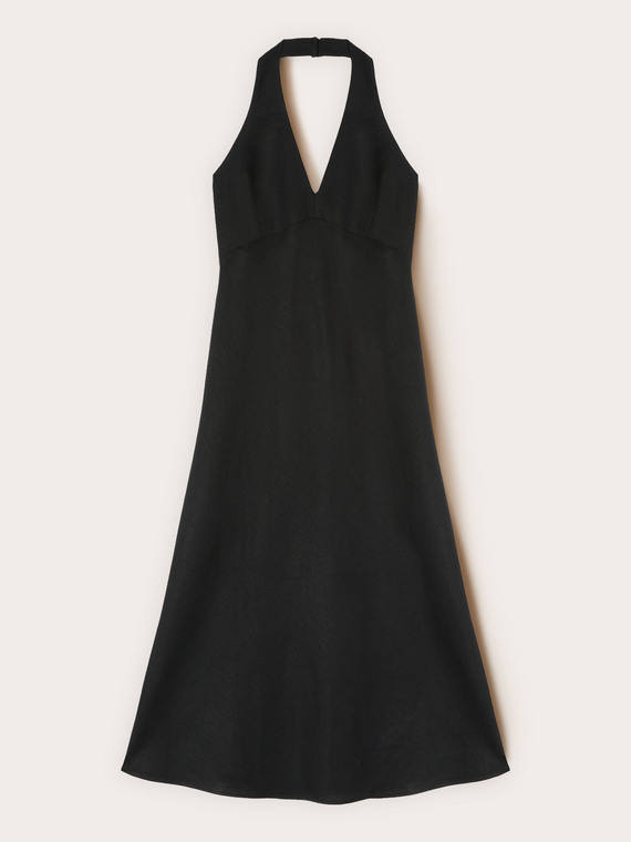 Vestito lungo ad A in misto lino