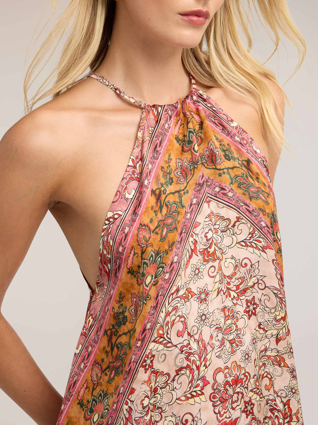 Top in raso con stampa paisley image number 3