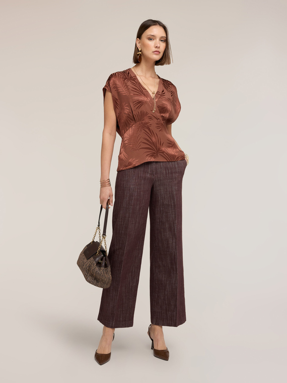 Blusa kimono in raso jacquard
