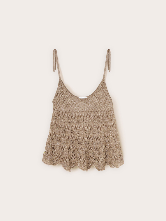 Top in maglia traforata in lurex