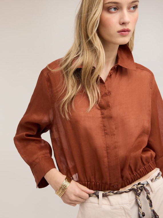 Camicia corta in mussola di ramie