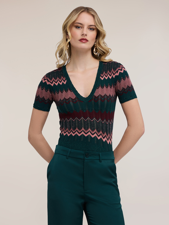 Maglia misto lurex fantasia chevron