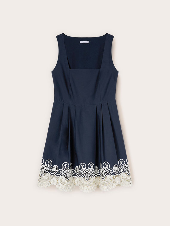 Vestito flare in popeline con pizzo sangallo