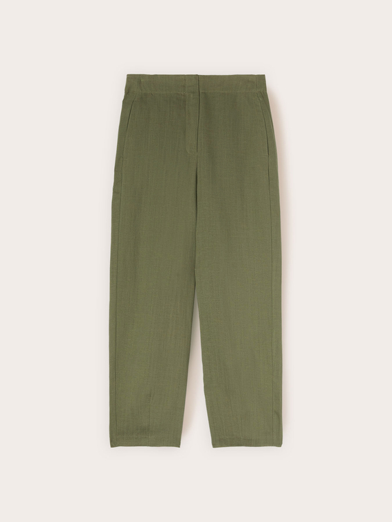 Pantaloni con pince al fondo misto lino