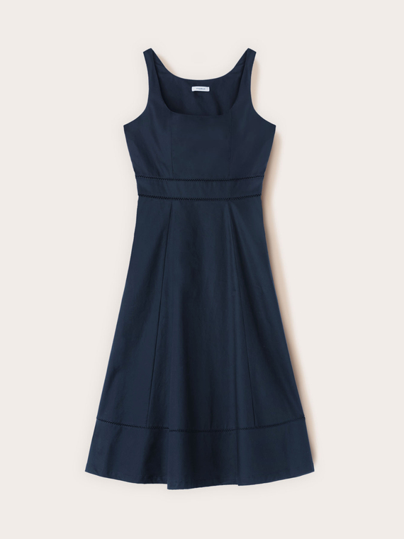 Vestito flare in popeline con ajour&eacute;