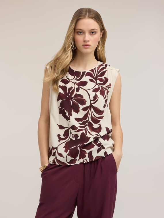 Top in viscosa con stampa floreale