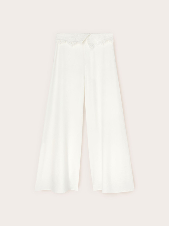 Pantaloni palazzo con dettaglio in pizzo