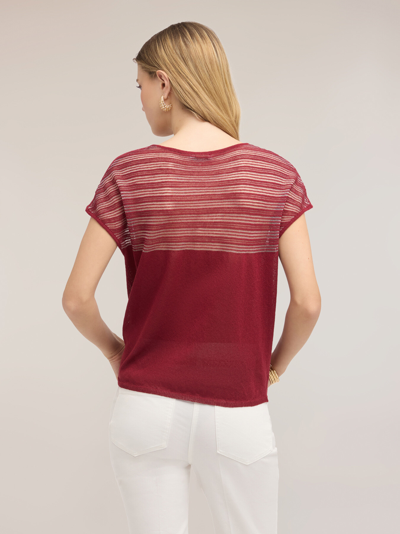 Maglia a righe in misto lino image number 2