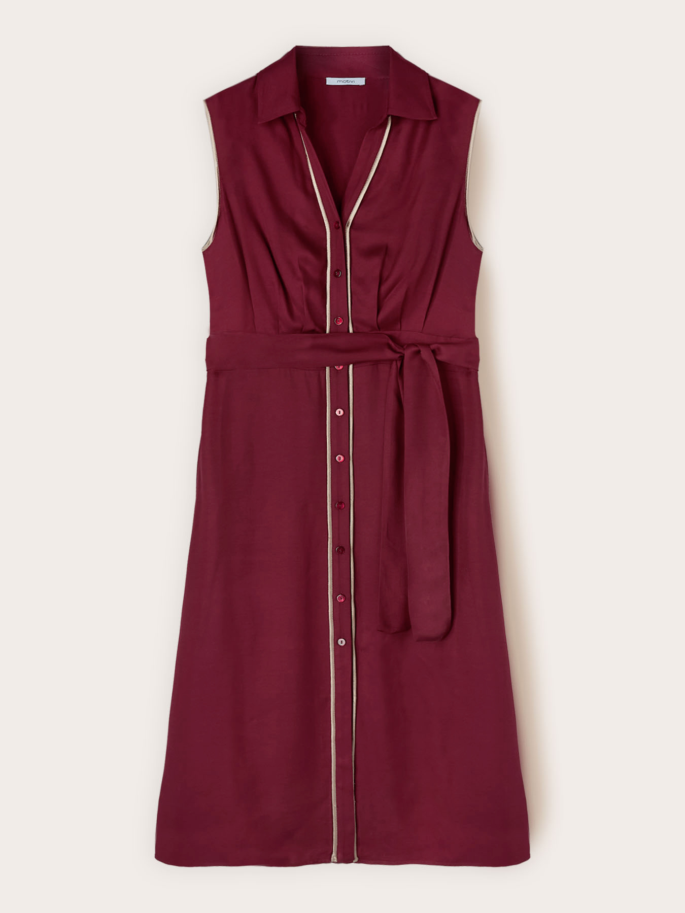 Vestito chemisier in twill con cintura image number 4