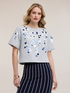 Felpa corta in jersey con maxi paillettes image number 1