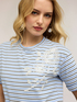 T-shirt a righe con ricamo floreale image number 3