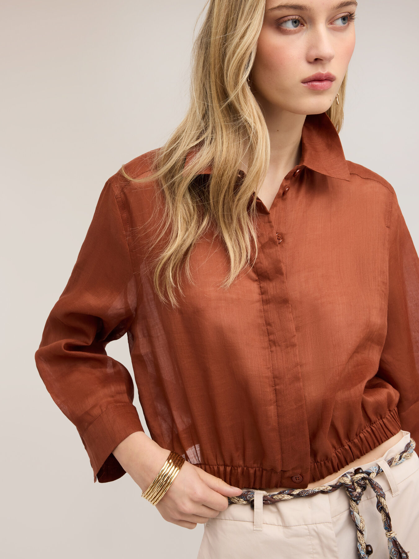 Camicia corta in mussola di ramie image number 0