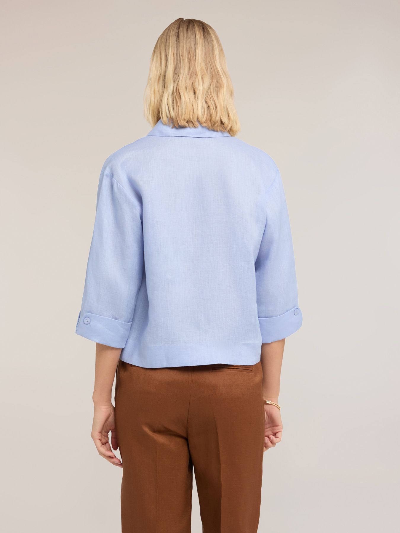 Camicia boxy in lino image number 1