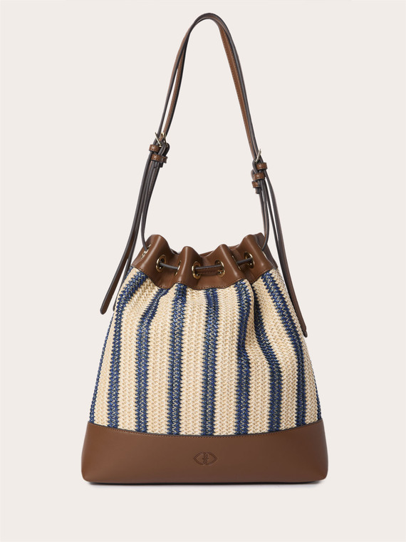 Borsa secchiello intrecciata a righe