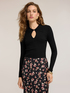 Maglia polo a coste in viscosa con cut-out image number 0