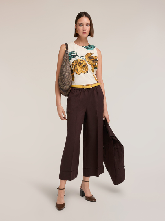 Top in popeline con stampa floreale