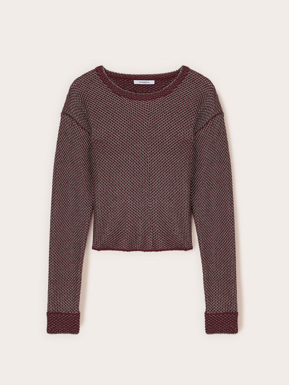 Maglia con lavorazione a rete lurex