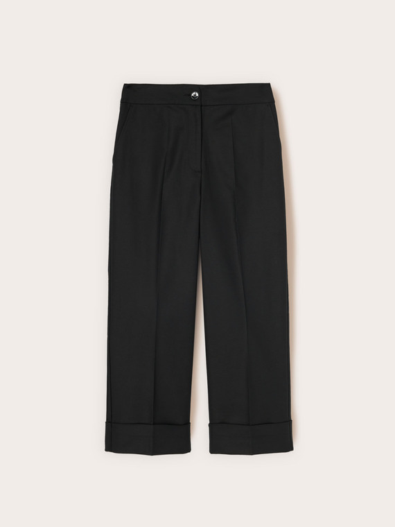 Pantaloni wide in tessuto tecnico misto cotone