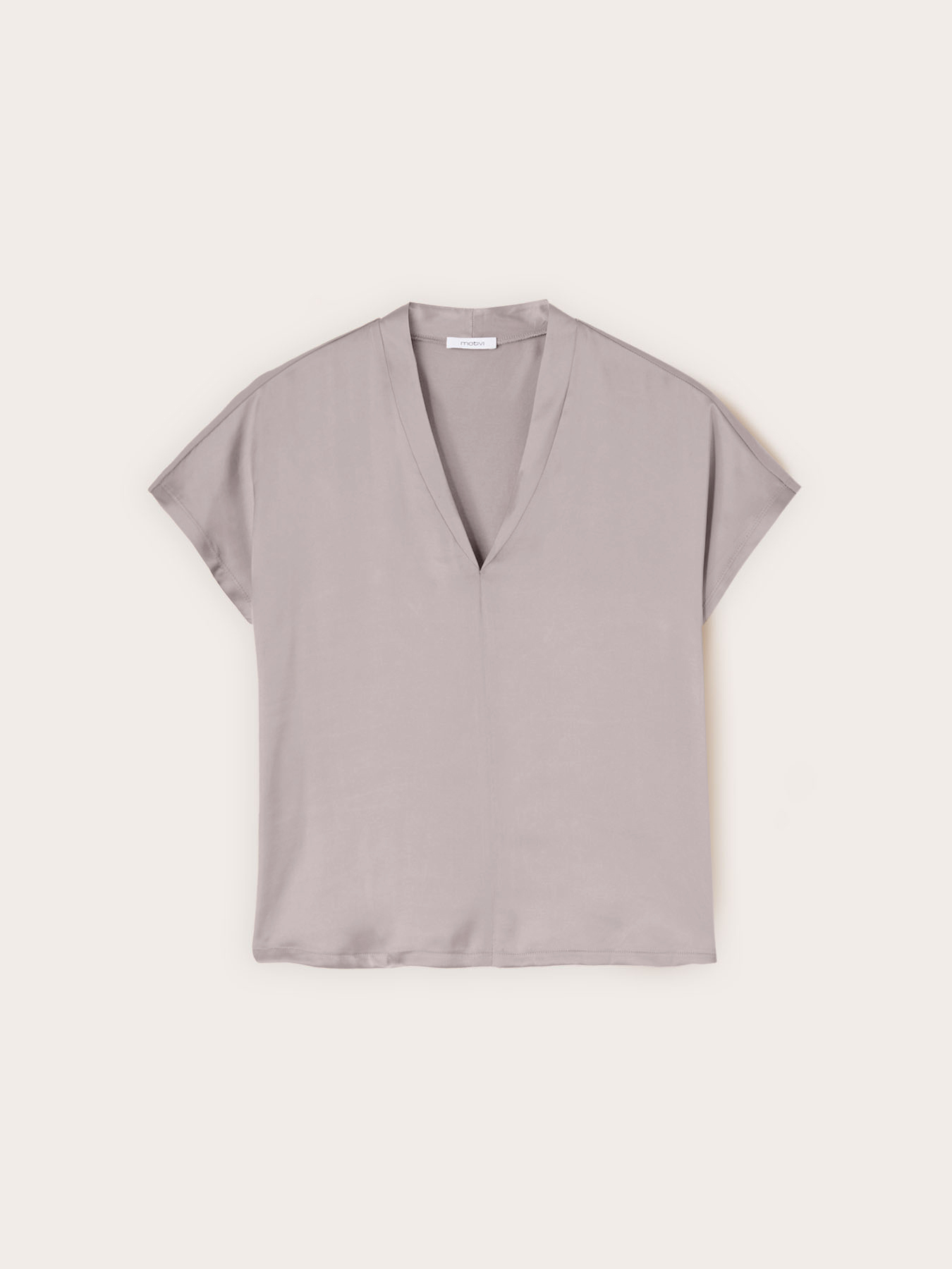 T-shirt bimaterica con scollo a V image number 3