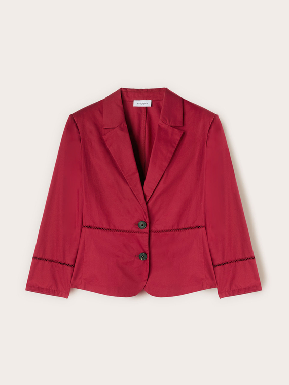 Blazer in twill di cotone con ajour&eacute;