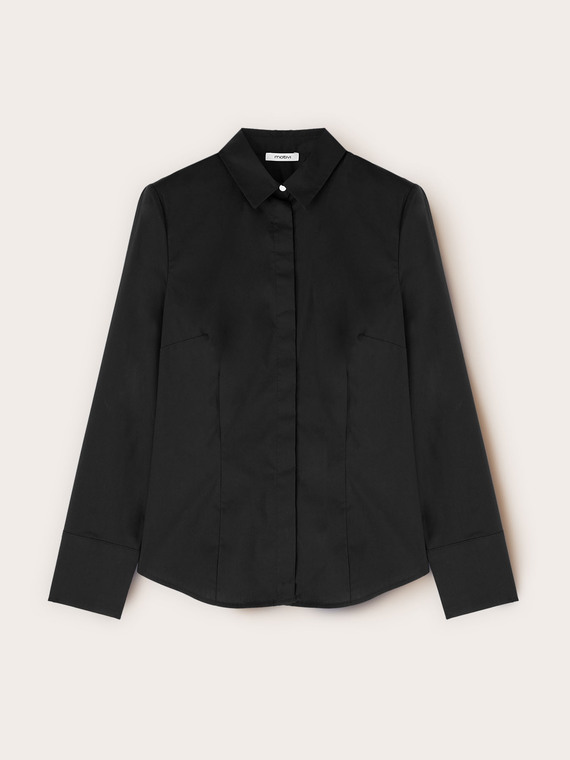 Camicia in popeline con bottoni nascosti
