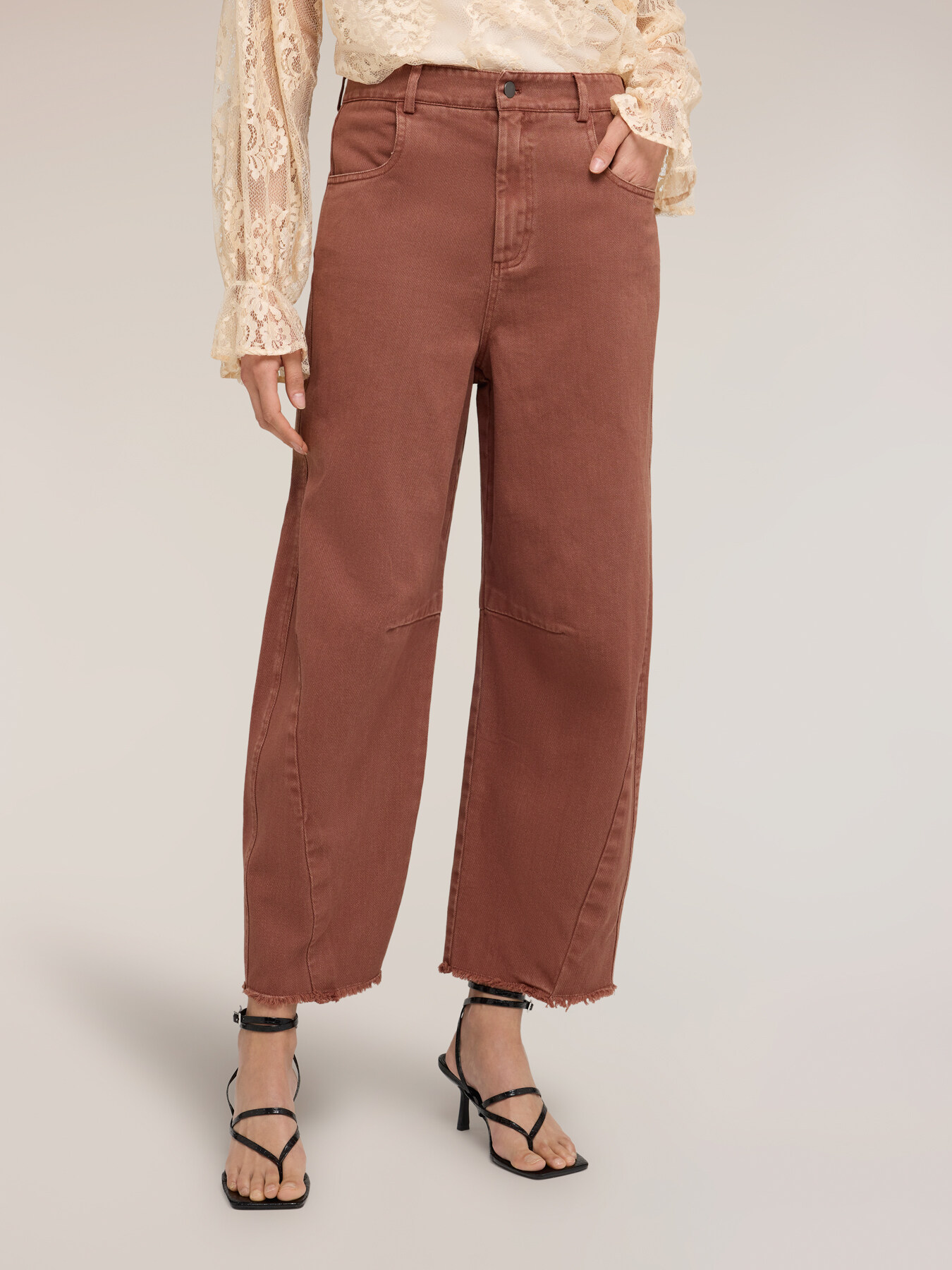 Pantaloni balloon in drill di cotone image number 0