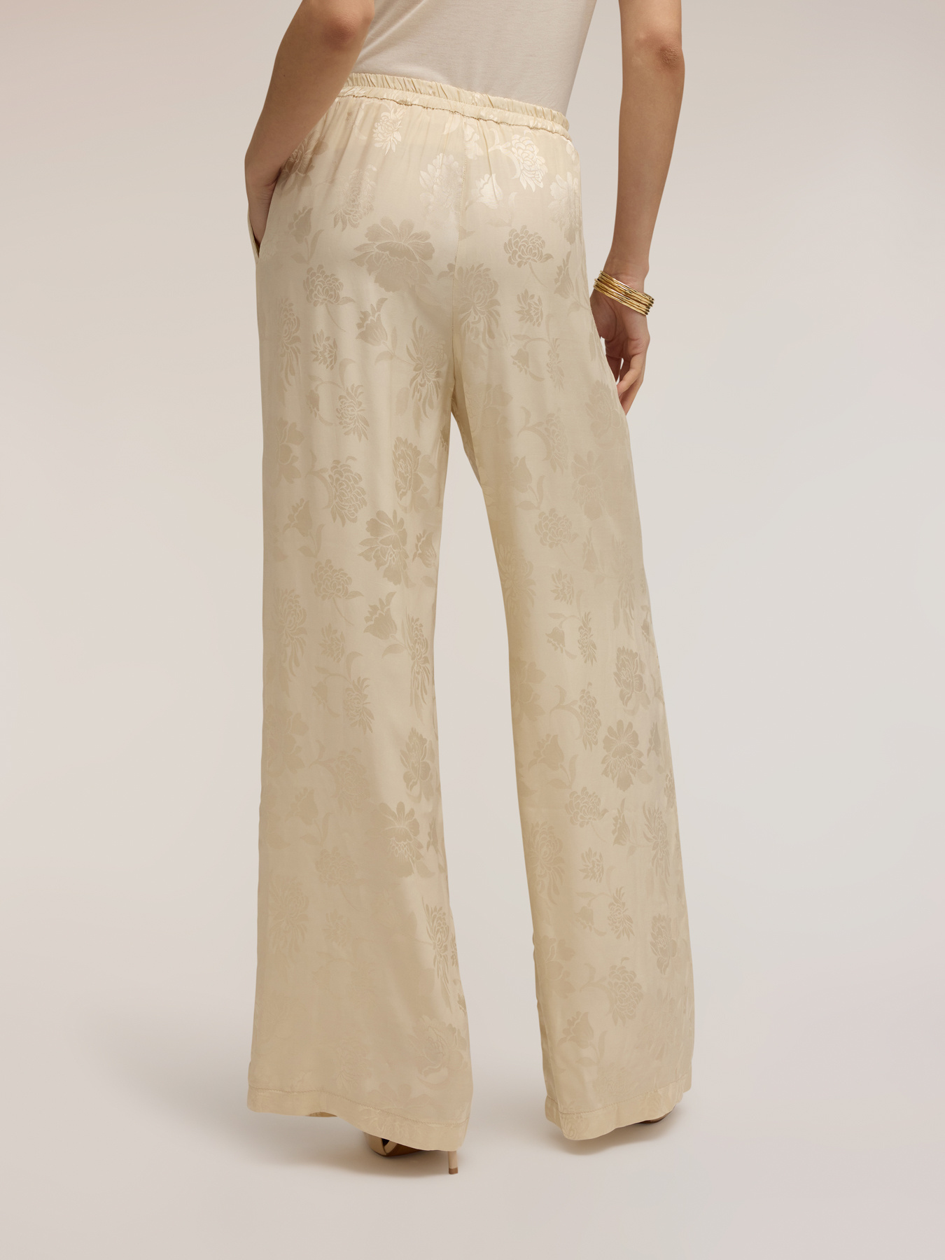 Pantaloni palazzo in raso jacquard image number 1