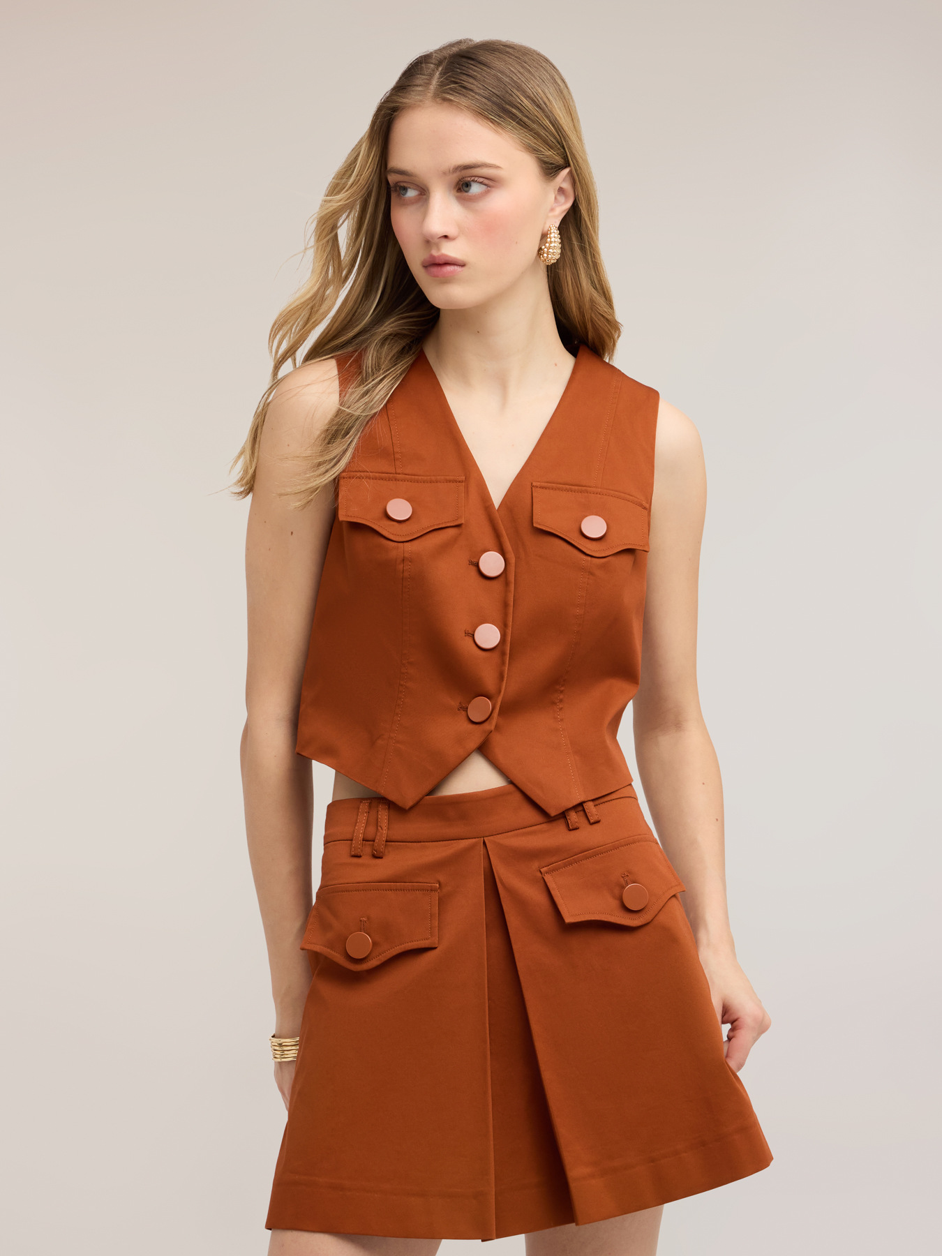 Gilet crop misto cotone image number 0