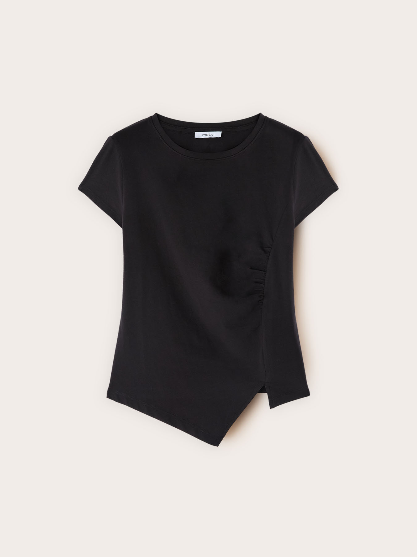 T-shirt con drappeggio laterale asimmetrico image number 4