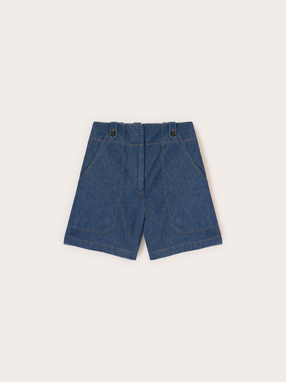 Shorts a vita alta in denim