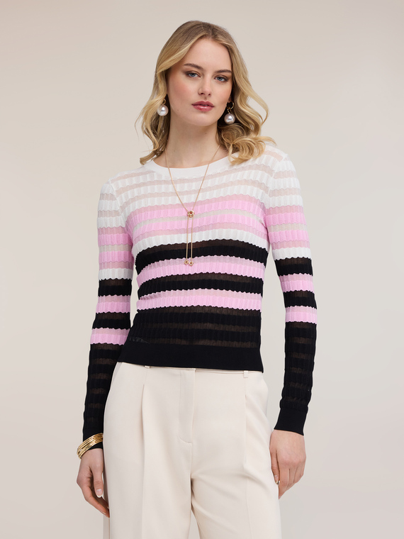 Maglia a righe in misto viscosa