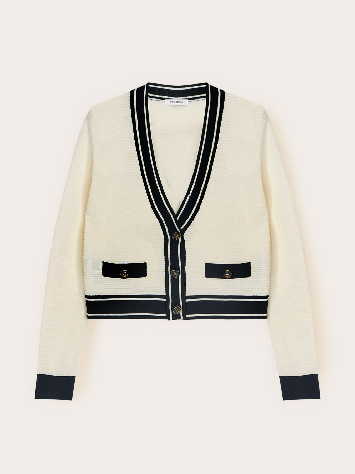 Cardigan in maglia con bordi a contrasto image number 4