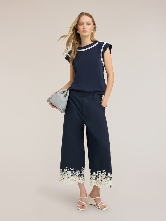 T-shirt a kimono con ricami
