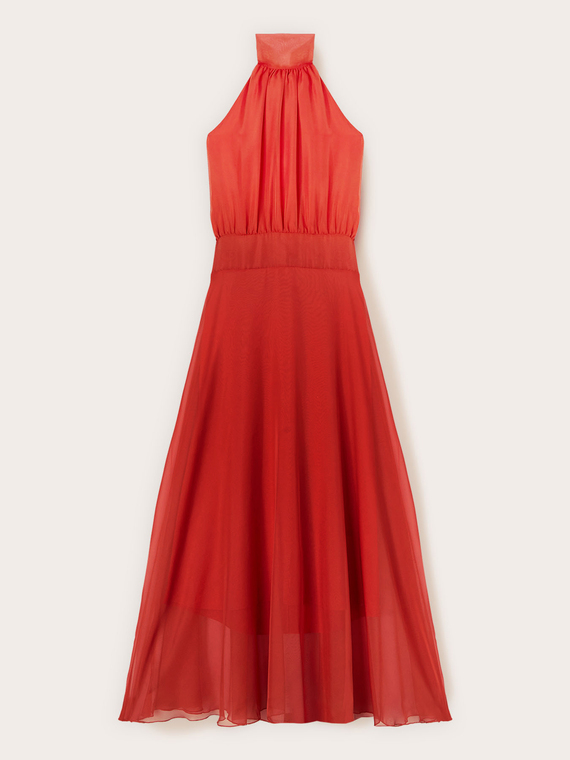 Vestito lungo in voile con scollo halter