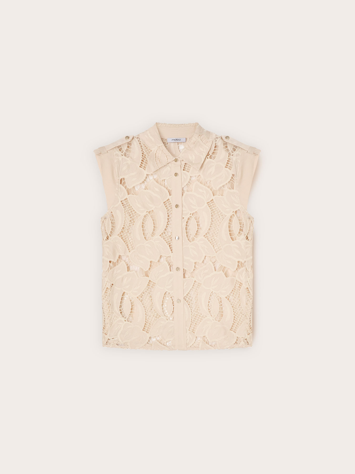 Camicia senza maniche in sangallo image number 4