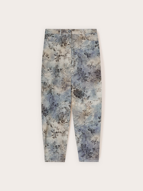Pantaloni boyfit in drill di cotone stampato