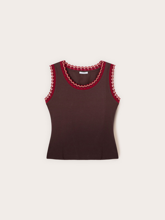 Top in jersey con bordo in maglia