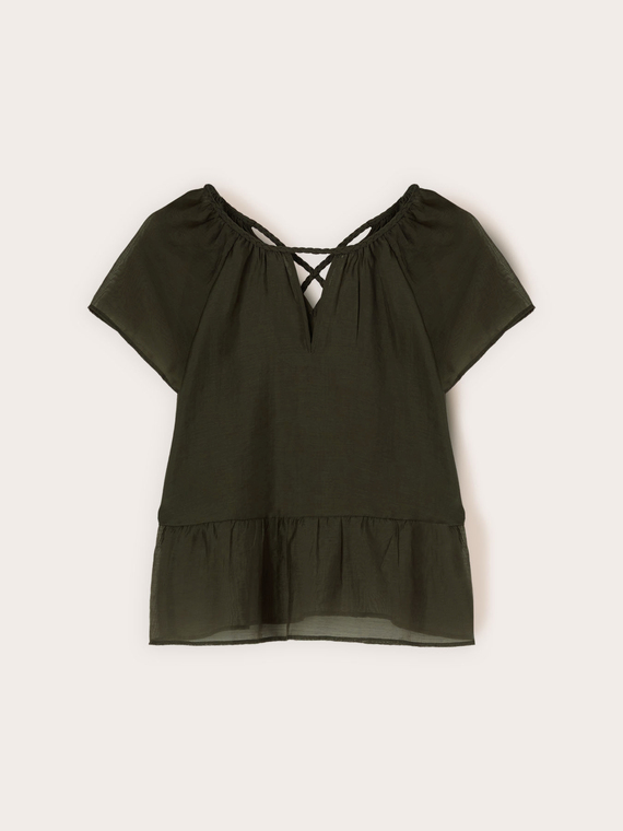 Blusa in mussola con lacci intrecciati