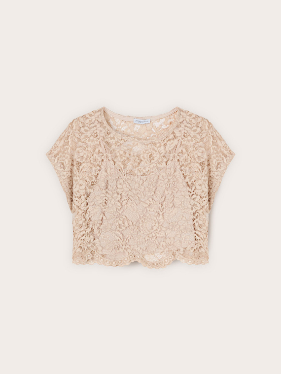 Blusa corta in pizzo