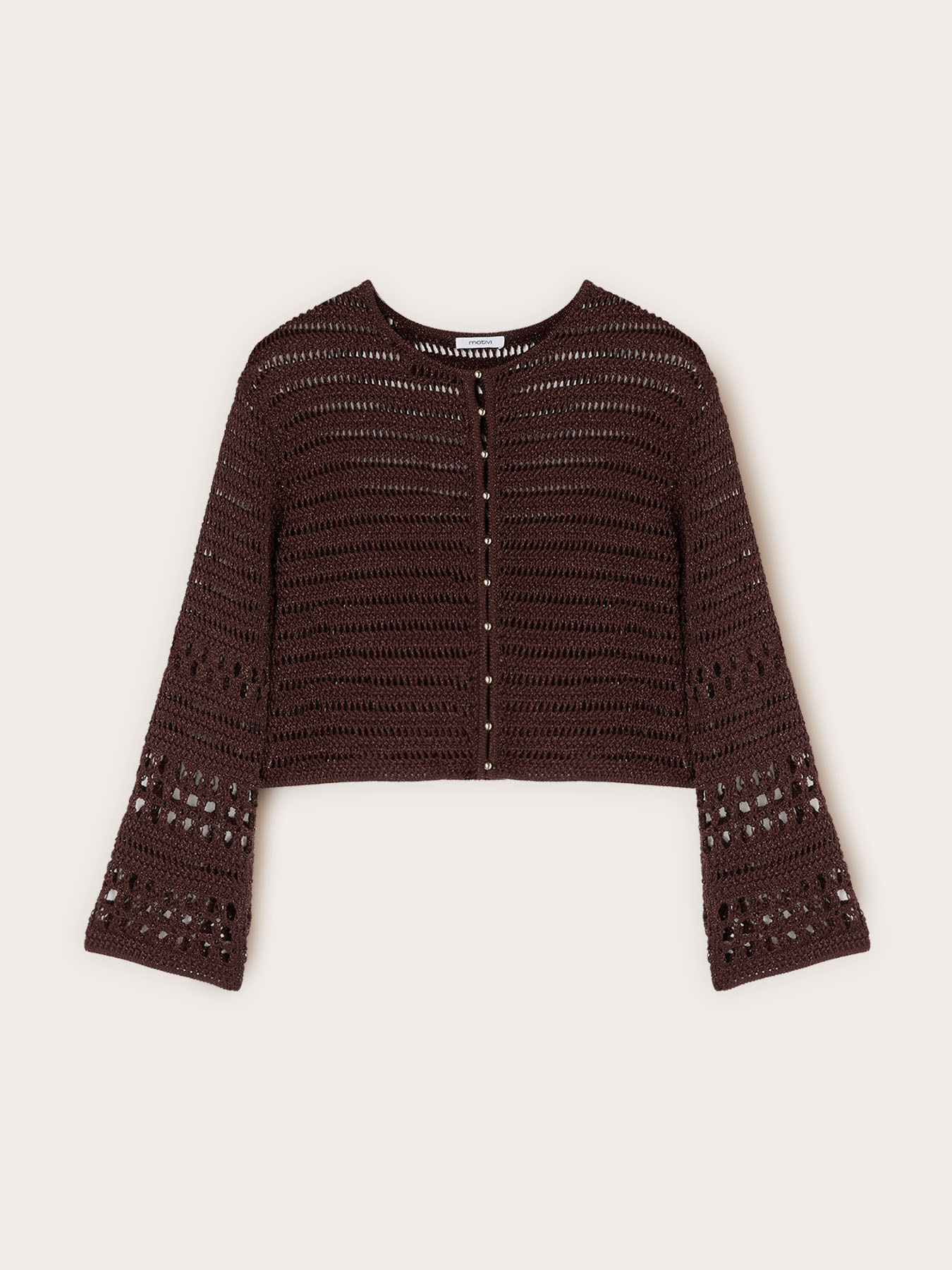Cardigan in maglia traforata misto lurex image number 4
