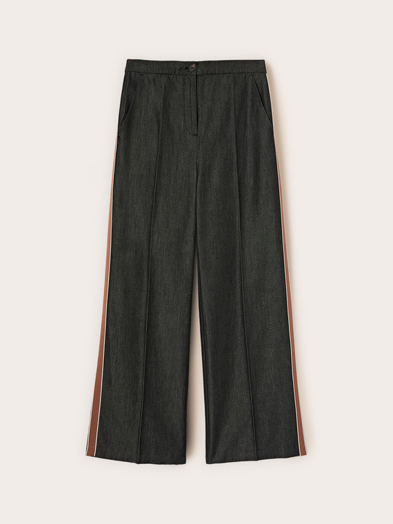 Pantaloni palazzo con bande laterali