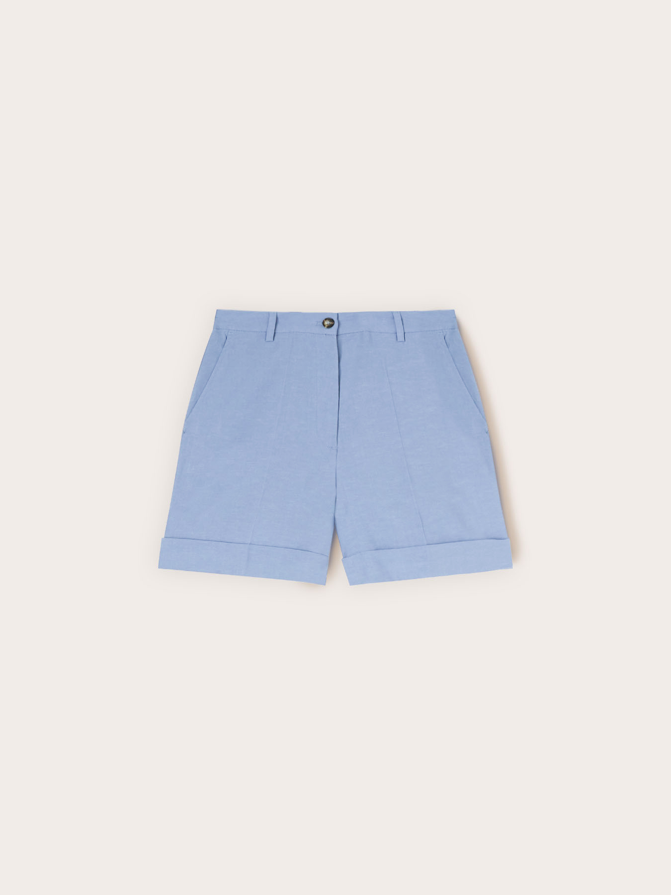 Shorts in misto lino con risvolto image number 4
