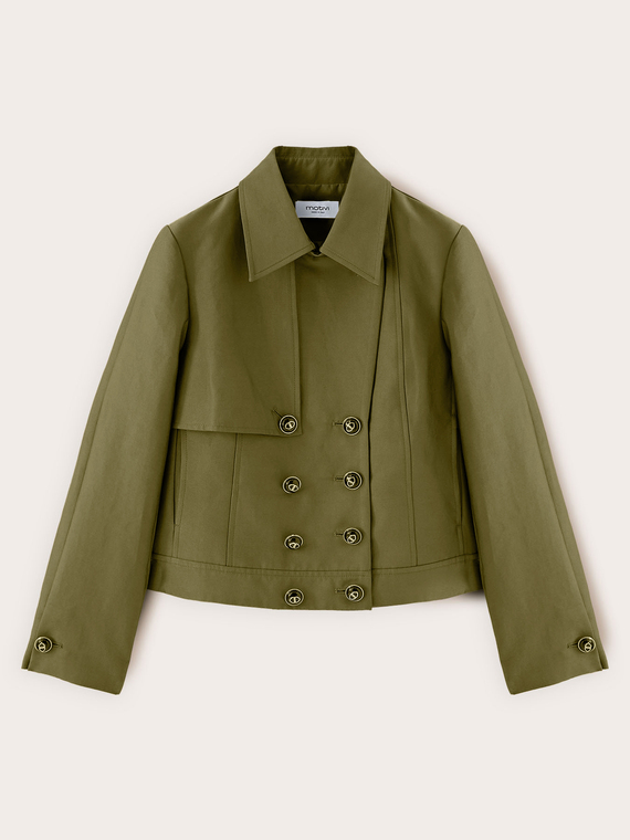 Trench corto doppiopetto in misto cotone